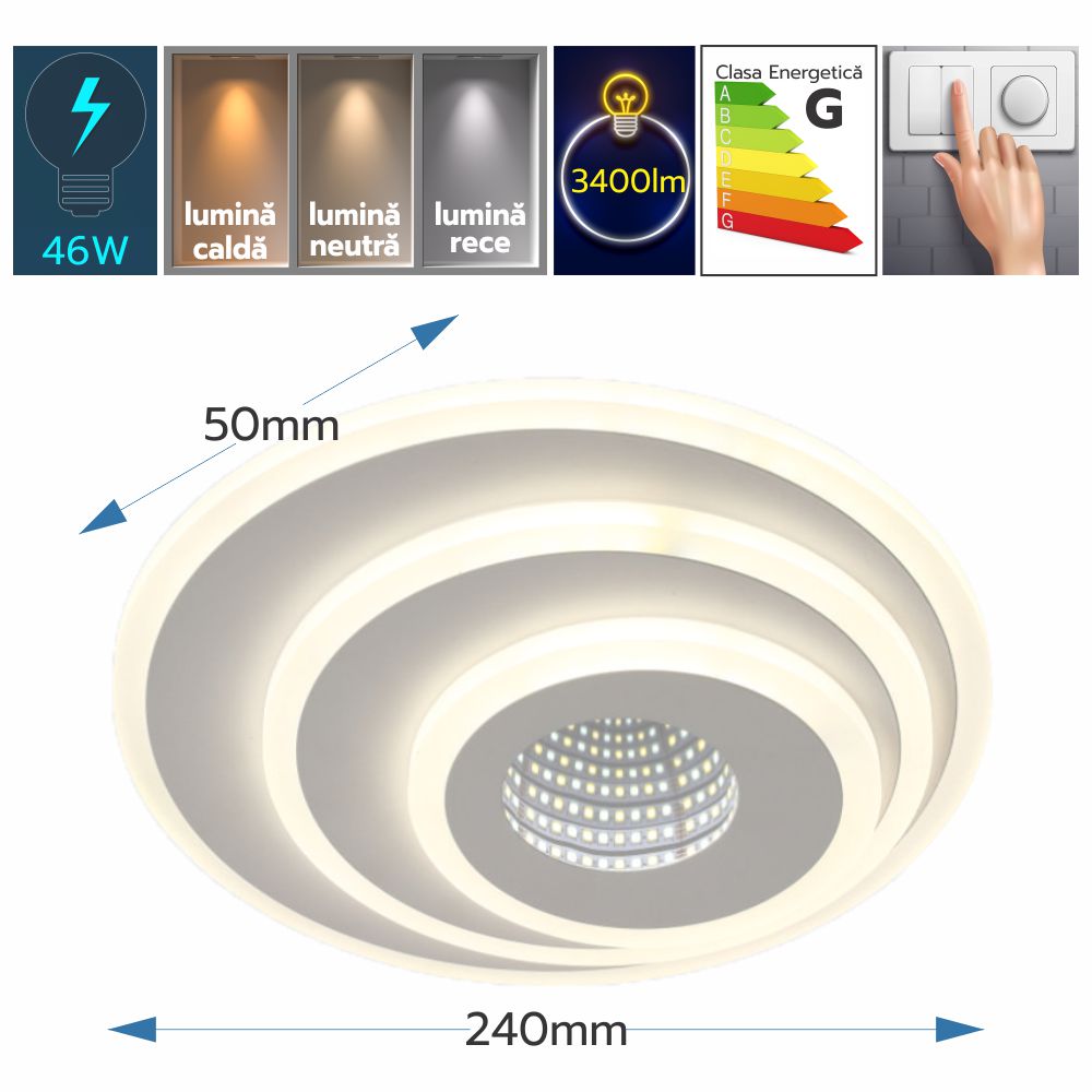 Plafoniera Led Albiorix 46W/34000lm 3000k/4000k/6500k