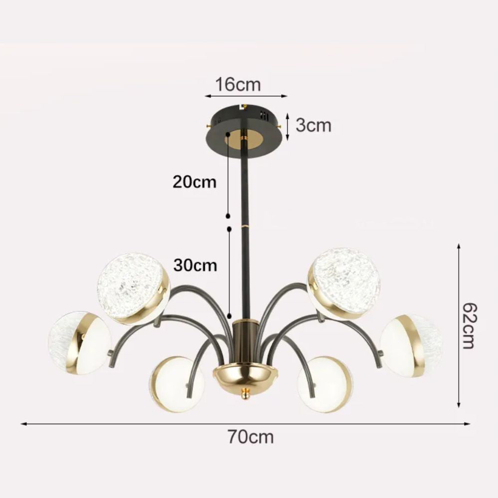 LUSTRA LED HYLA NEGRU+AURIU 95W/9500LM 3000K-6500K 700X620mm