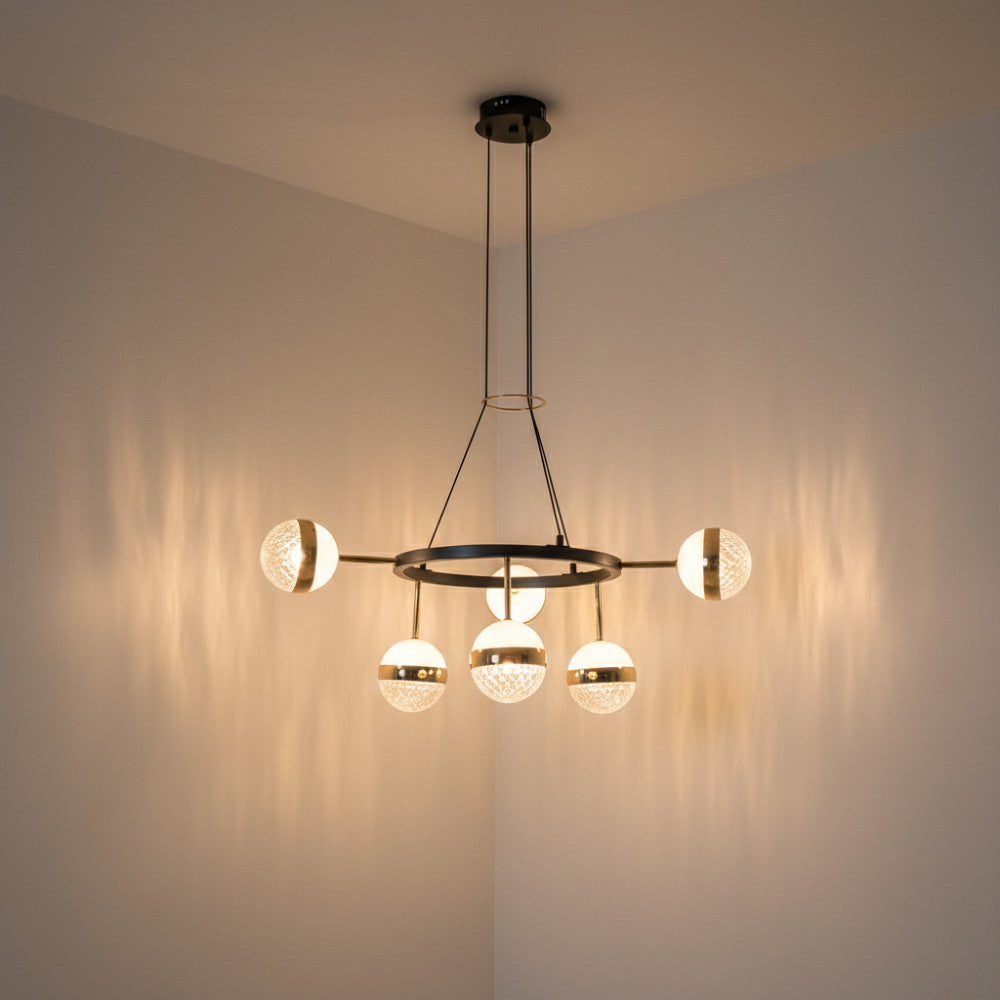 LUSTRA LED ELIANNA NEGRU+AURIU 92W/9300LM 2700K-6500K 580X800mm