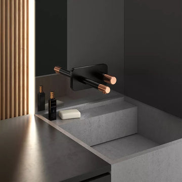 Baterie incastrata lavoar ardesia, FDesign negru-roz auriu