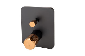 FDesign Baterie Incastrata Cada/Dus Ardesia Cu 2 Iesiri, Negru-Roz Auriu, Seria: ARDESIA