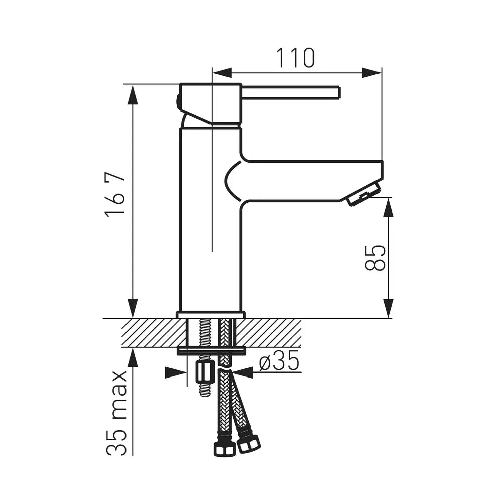 Baterie lavoar FDesign Flusso cu ventil click-clack, crom
