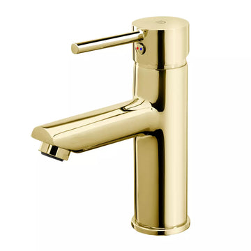Baterie lavoar flusso FDesign cu ventil click-clack, auriu lucios
