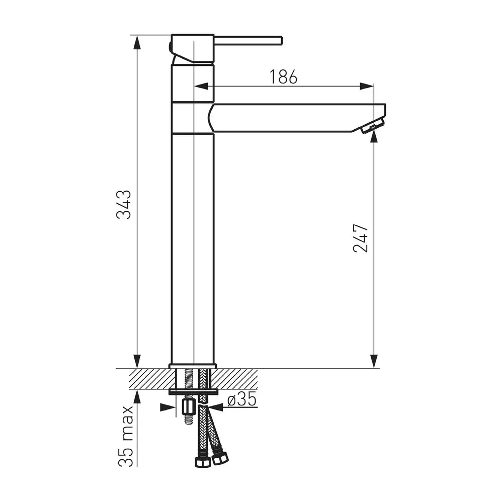 Baterie lavoar inalta FDesign Flusso cu ventil click-clack, auriu lucios
