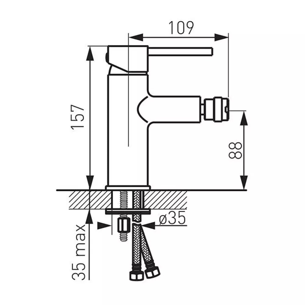 Baterie bideu FDesign Flusso cu ventil, crom