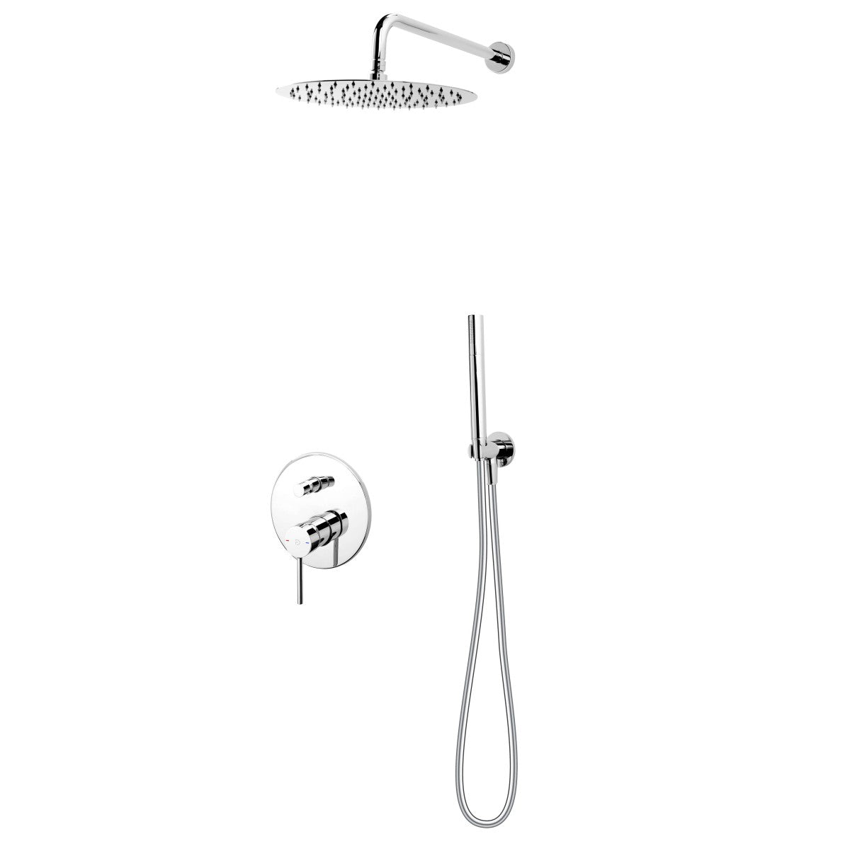 FDesign Sistem Dus 6 In 1 Flusso, Baterie Incastrata 2 Iesiri, Cap Dus Fix, Brat, Para, Furtun Si Racord Pentru Baterie Incastrata, Crom, Seria: FLUSSO