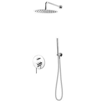 FDesign Sistem Dus 6 In 1 Flusso, Baterie Incastrata 2 Iesiri, Cap Dus Fix, Brat, Para, Furtun Si Racord Pentru Baterie Incastrata, Crom, Seria: FLUSSO