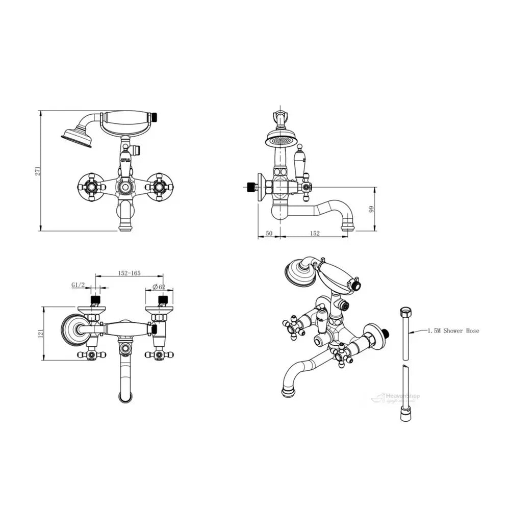 Baterie cada/dus FDesign Lacrima cu accesorii, bronz