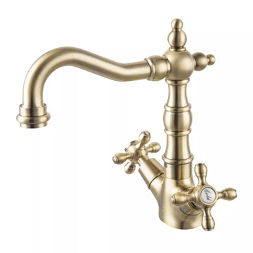 Baterie lavoar inalta lacrima FDesign cu ventil click-clack, bronze