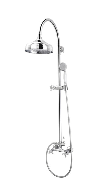 FDesign Coloana Dus Lacrima, Cu Baterie Dus, Bara Dus, Cap De Dus Fix, Para Si Furtun De Dus, Crom, Seria: LACRIMA