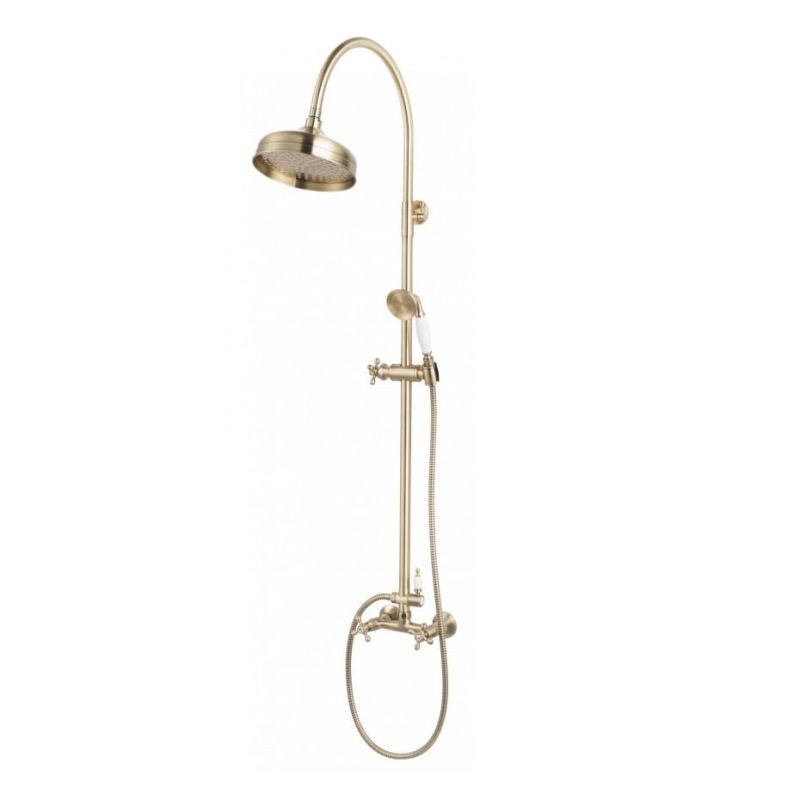 FDesign Coloana Dus Lacrima, Cu Baterie Dus, Bara Dus, Cap De Dus Fix, Para Si Furtun De Dus, Bronz, Seria: LACRIMA