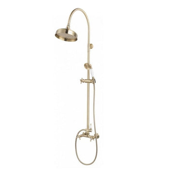 FDesign Coloana Dus Lacrima, Cu Baterie Dus, Bara Dus, Cap De Dus Fix, Para Si Furtun De Dus, Bronz, Seria: LACRIMA