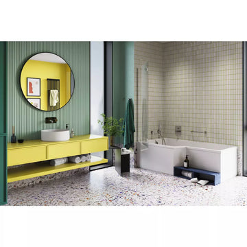 Sistem dus 5 in 1 meandro, FDesign baterie incastrata 2 iesiri, pipa mobila umplere, para, furtun si racord pentru baterie incastrata, crom