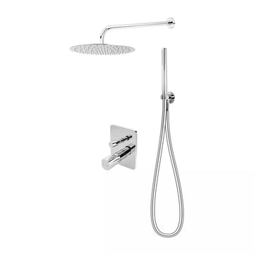 Sistem dus 6 in 1 meandro, FDesign baterie incastrata 2 iesiri, cap dus fix, brat, para, furtun si racord pentru baterie incastrata, crom