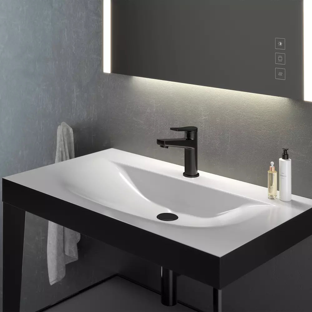 Baterie lavoar FDesign Seppia cu ventil click-clack, negru