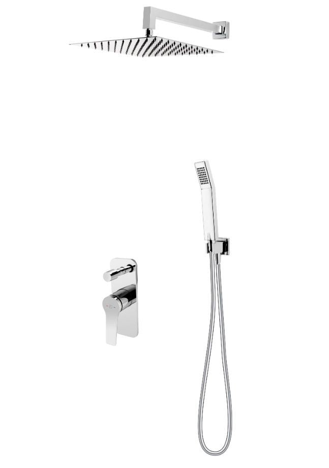FDesign Sistem Dus 6 In 1 Seppia, Baterie Incastrata 2 Iesiri, Cap Dus Fix, Brat, Para, Furtun Si Racord Pentru Baterie Incastrata, Crom, Seria: SEPPIA