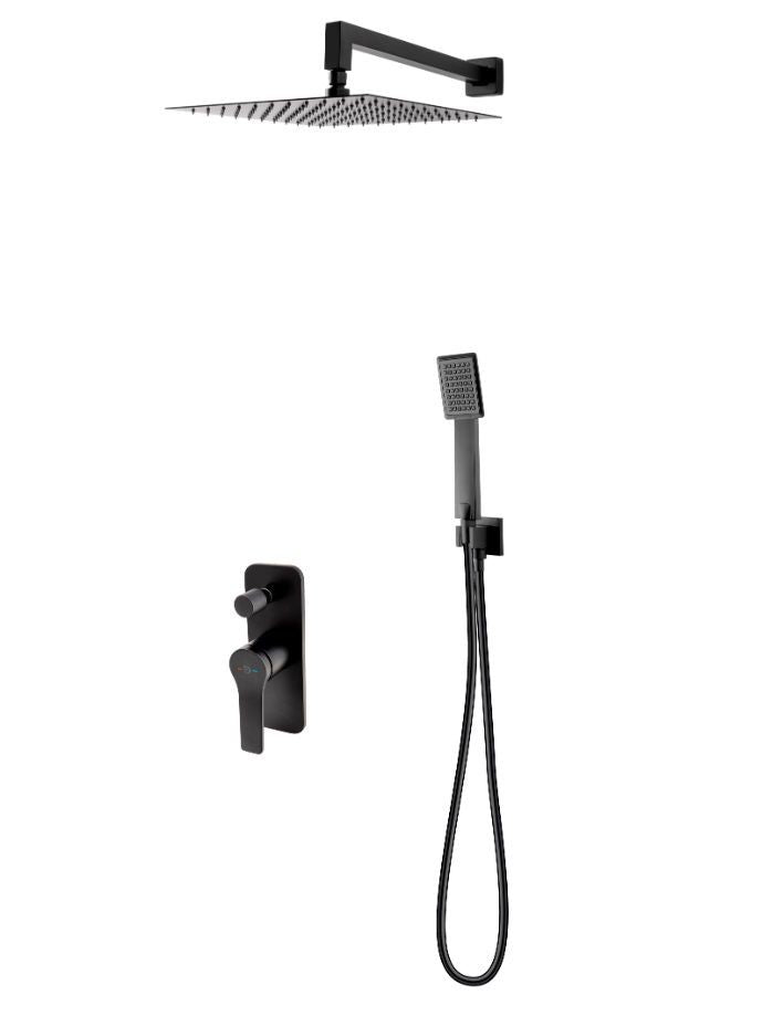 FDesign Sistem Dus 6 In 1 Seppia, Baterie Incastrata 2 Iesiri, Cap Dus Fix, Brat, Para, Furtun Si Racord Pentru Baterie Incastrata, Negru, Seria: SEPPIA