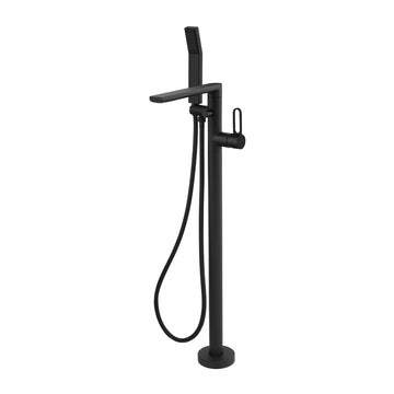 Baterie cada freestanding zaffiro, FDesign cu accesorii, negru mat