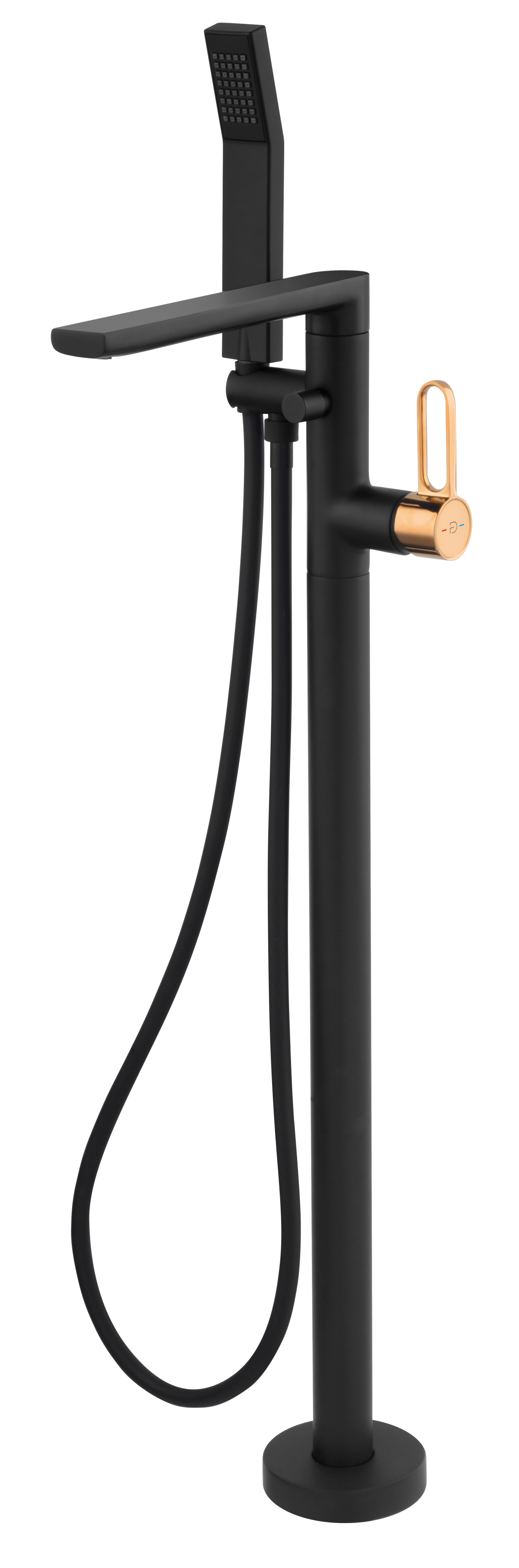 FDesign Baterie Cada Freestanding Zaffiro, Cu Accesorii, Negru-Roz Auriu, Seria: ZAFFIRO