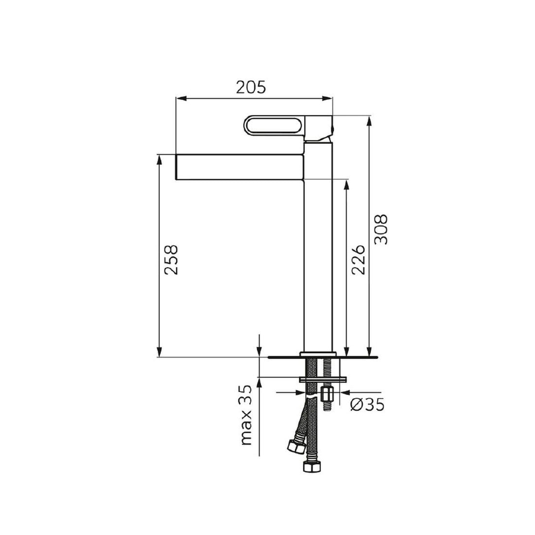 Baterie lavoar inalta FDesign Zaffiro gun metal, aluminiu