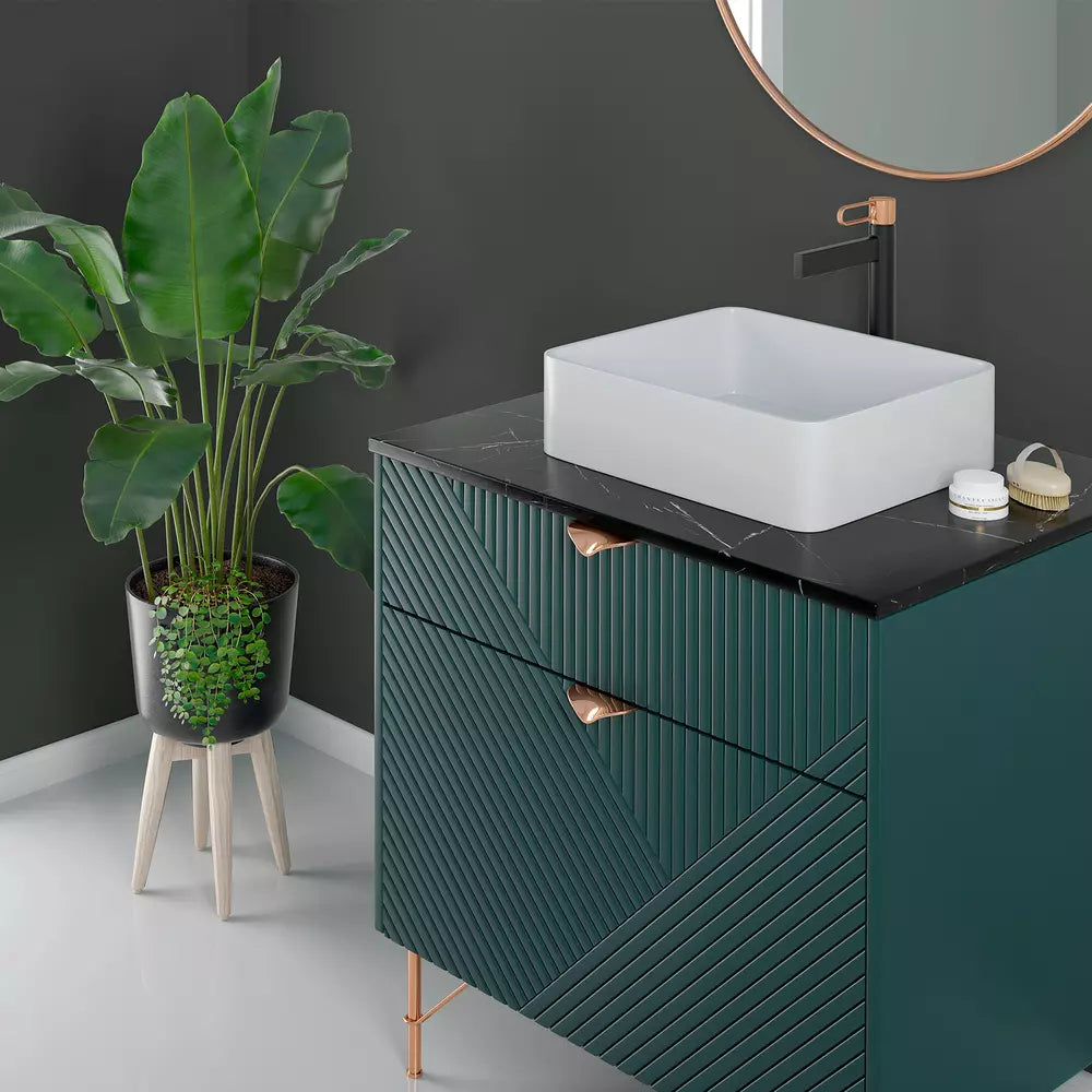 Baterie lavoar inalta FDesign Zaffiro cu ventil click-clack, negru-roz auriu