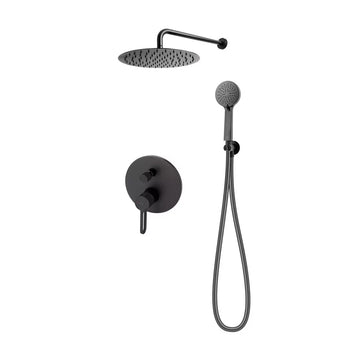 Sistem dus 6 in 1 zaffiro, FDesign baterie incastrata 2 iesiri, cap dus fix, brat, para, furtun si racord pentru baterie incastrata, negru