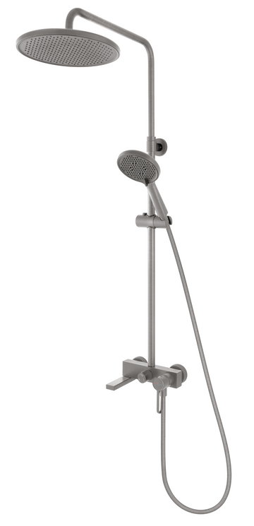 Coloana dus zaffiro, FDesign cu baterie cada/dus, bara dus reglabila, cap de dus fix, para si furtun de dus, gun metal