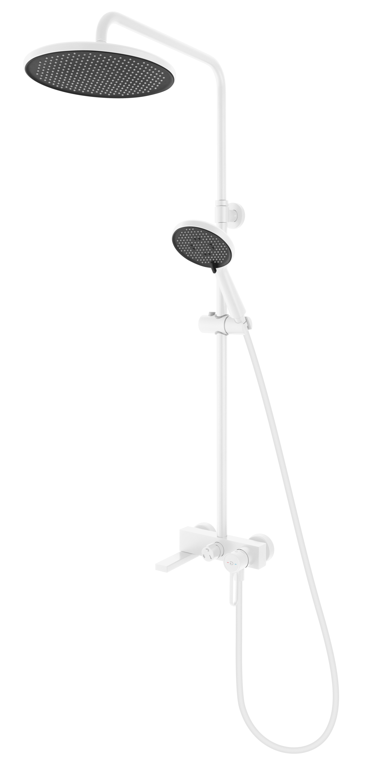 FDesign Coloana Dus Zaffiro, Cu Baterie Cada/Dus, Bara Dus Reglabila, Cap De Dus Fix, Para Si Furtun De Dus, Alb Mat, Seria: ZAFFIRO