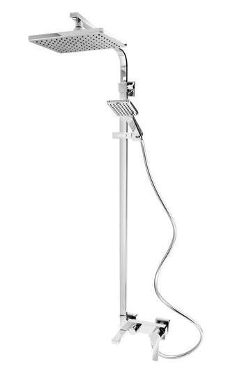 FDesign Coloana Dus Origo, Cu Baterie Cada/Dus, Bara Dus Reglabila, Cap De Dus Fix Patrat, Para Si Furtun De Dus, Crom, Seria: ORIGO