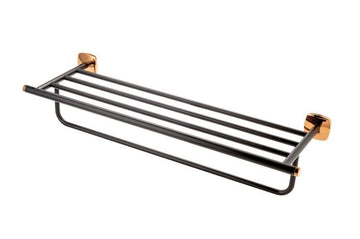 FDesign Suport Prosoape Cu Bara Prosop Merida 574 Mm, Negru-Roz Auriu, Seria: MERIDA