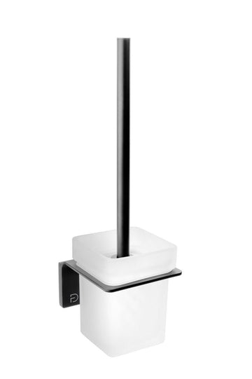FDesign Perie Wc Piazza Cu Suport Sticla Mata/Negru, Seria: PIAZZA