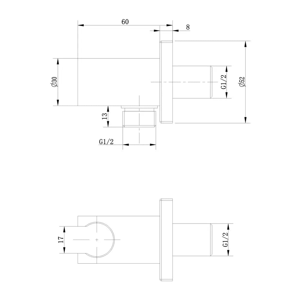 Racord dus patrat FDesign Inula pentru baterie incastrata, cu suport dus, 1/2 , crom, aluminiu
