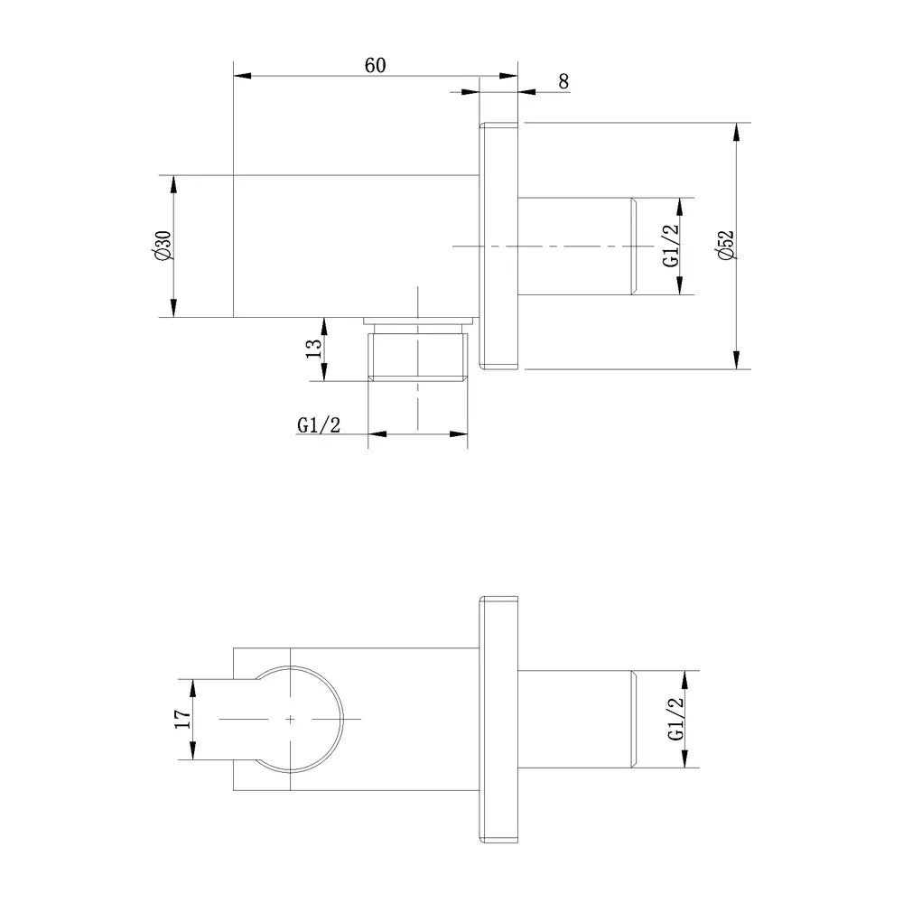 Racord dus patrat FDesign Inula pentru baterie incastrata, cu suport dus, 1/2 , negru