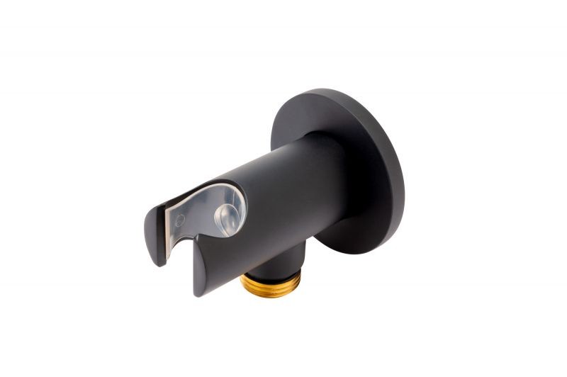 FDesign Racord Dus Rotund Inula Pentru Baterie Incastrata, Cu Suport Dus, 1/, Negru, Seria: INULA
