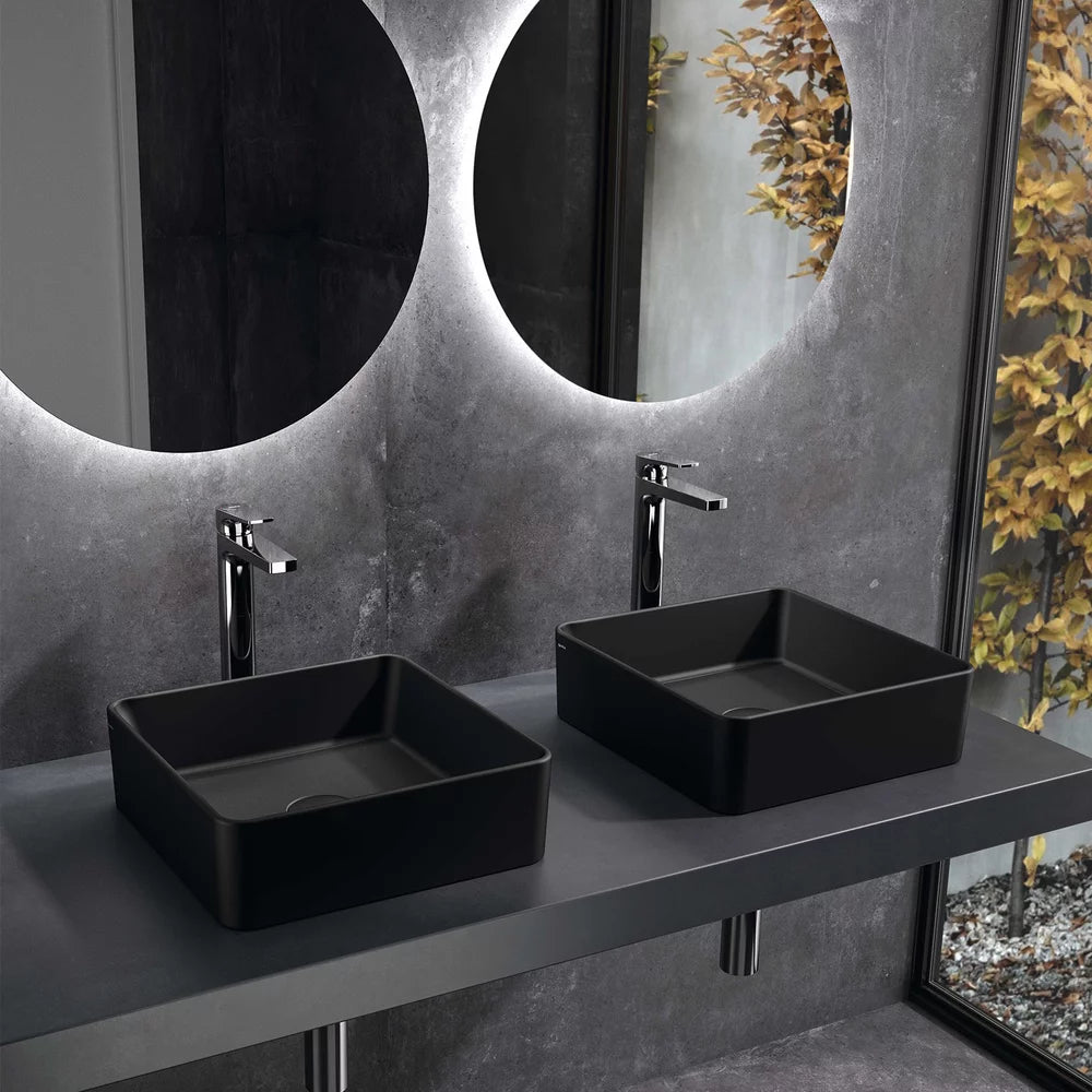 LAVOAR HERA SQ 38X38CM, FARA PREAPLIN, NEGRU MAT