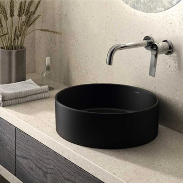 Lavoar hera Gala rotund 38 cm, fara preaplin, negru mat