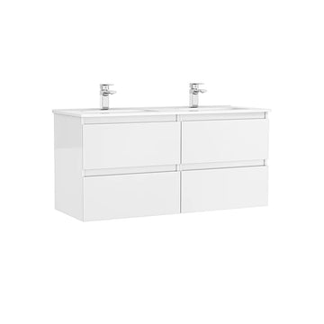 Mobilier daily Gala 120X46X56.5 alb lucios, 4 sertare, cu lavoar