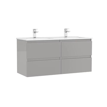Mobilier daily Gala 120X46X56.5 galet lucios, 4 sertare, cu lavoar, gri lucios