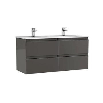 Mobilier daily Gala 120X46X56.5 antracit lucios, 4 sertare, cu lavoar