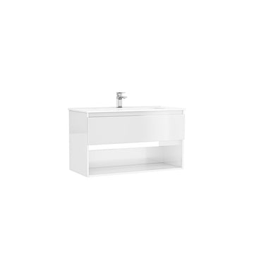 Mobilier daily Gala 100X46X56.5 alb lucios, 1 sertar+raft, cu lavoar
