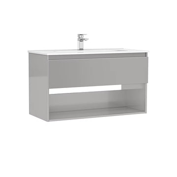 Mobilier daily Gala 100X46X56.5 galet lucios, 1 sertar+raft, cu lavoar, gri lucios