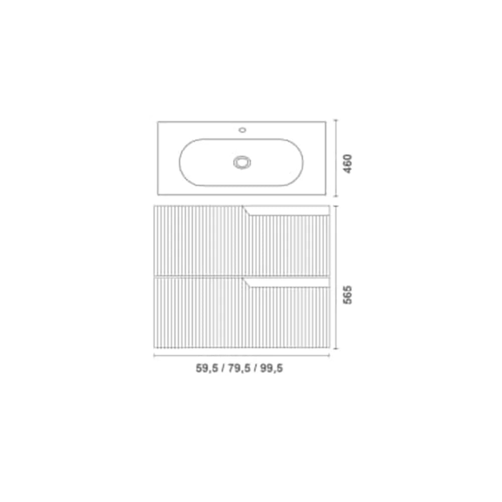 Set mobilier Gala Canaletto 59.5X46X56.5 cm cu lavoar luc 61X46 cm, 2 sertare, matt white