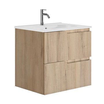 Set mobilier canaletto Gala 59.5X46X56.5 cm cu lavoar luc 61X46 cm, 2 sertare, beige wood