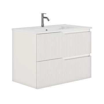 Set mobilier canaletto Gala 79.5X46X56.5 cm cu lavoar luc 81X46 cm, 2 sertare, matt white
