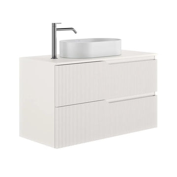 Set mobilier cu blat canaletto Gala 99.5X45.4X56.5 cm, 2 sertare, matt white