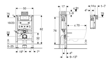 Sistem instalare pentru vas WC duofix Geberit 82 cm clapeta omega