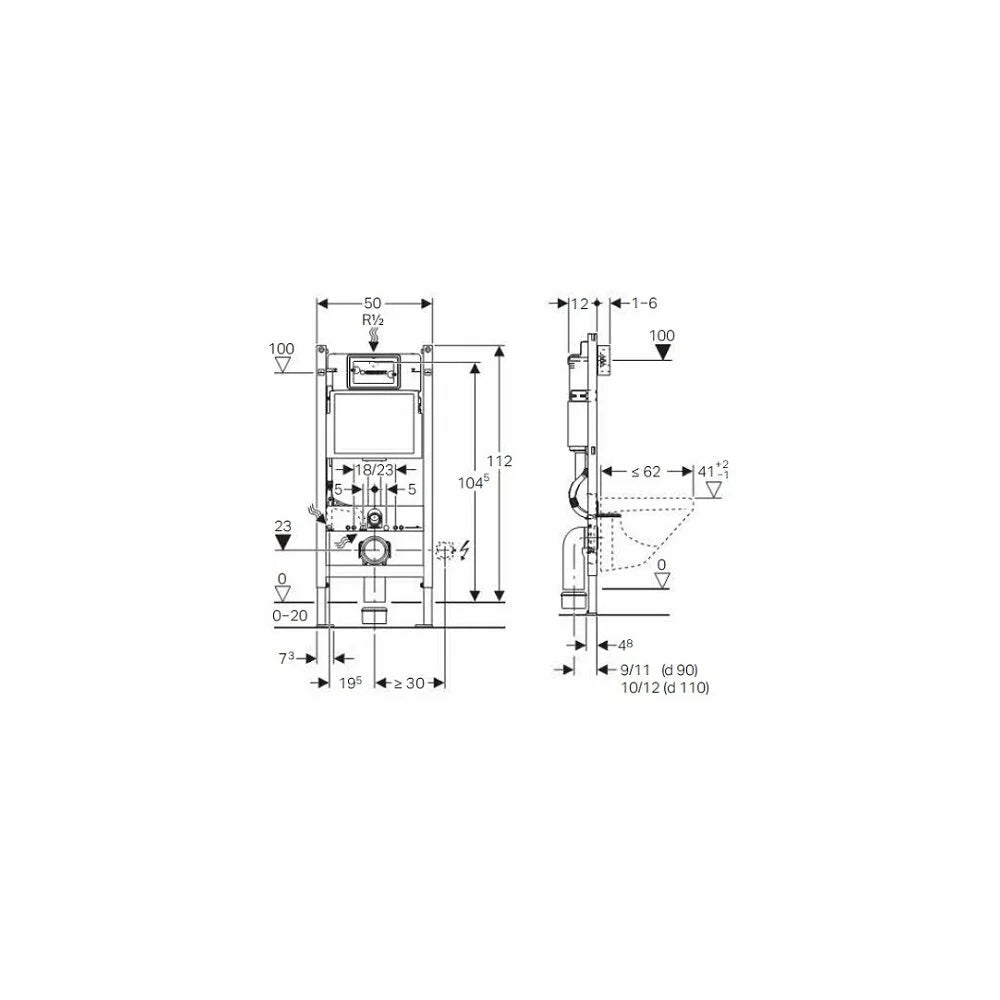 Prepack Geberit Duofix delta cu clapeta DELTA50 alba, set fixare, inclusiv traversa, si set fonoizolant_nou, pentru clapeta delta