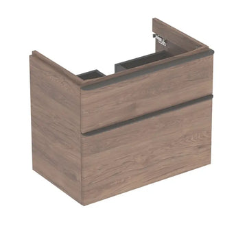 Mobilier pentru lavoar smyle Geberit square cu 2 sertare 73.4X47  nuc american hickory, alb lucios