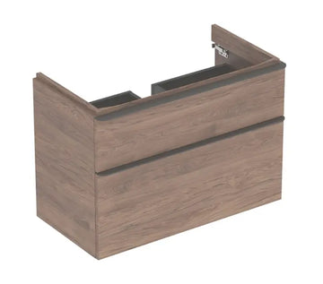 Mobilier pentru lavoar smyle Geberit square cu 2 sertare 88.4X61.7X47 nuc american hickory, alb lucios