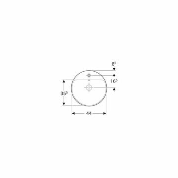Lavoar încorporat Geberit variform, rotund, cu banc cu orificii de robinet D-48CM, preaplin vizibil, glazurat alb